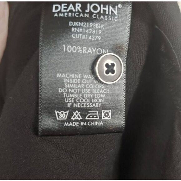 Dear John Women's Size Small Black 100% Rayon Hi-Lo Roll Tab Sleeve Blouse - Picture 5 of 6